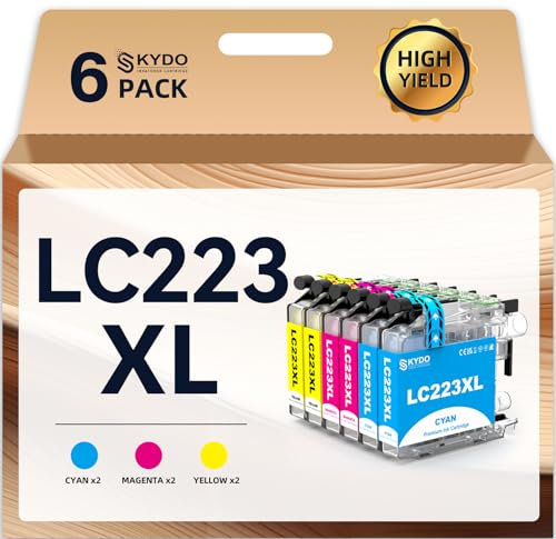 Skydo LC223XL LC223 Tintenpatronen Multipack Kompatibel mit LC223 XL Ersatz für DCP-J4120DW DCP-J562DW MFC-J1140W MFC-J1170DW MFC-J4420DW MFC-J4620DW MFC-J5320DW MFC-J480DW MFC-J880DW(6CMY)