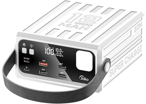 KONFULON Powerbank 120000mAh (444Wh, ca. 372Wh nutzbar) - 30W Schnellladefunktion, 5 Ausgänge (USB‑C PD & USB‑A), LED‑Display & Taschenlampe - Für Handy, Tablet, Camping, Outdoor & Notfälle W