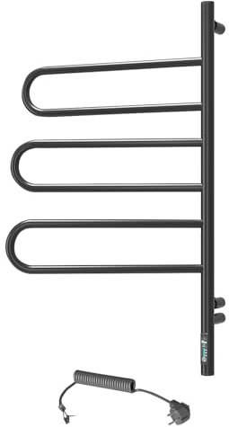 Elna Towel Radiator 90 W 835 x 460 mm - Electric Bathroom Radiator Matt Black - 3 Rotating Rods - Wall Mounting - IP44 Protection