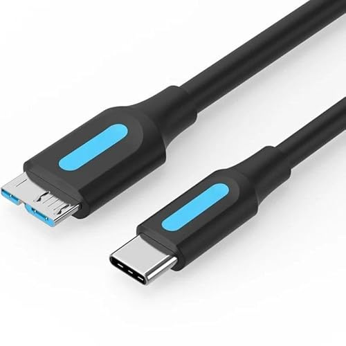 Watio Wave Câble - Câble USB 3.0 type MICRO/M USB-C, 1 mètre, noir, transfert rapide de données, durable et flexible