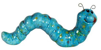 Gartenfigur Raupe aus Keramik | blau | Dekofigur Gartenkeramik Gartendeko
