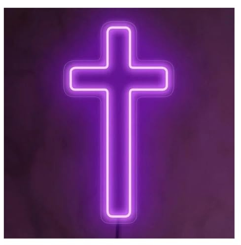 Hängende Kunst-Leuchtreklamen Kreuz Neon Zeichen Christian Jesus Religiös(Violett)