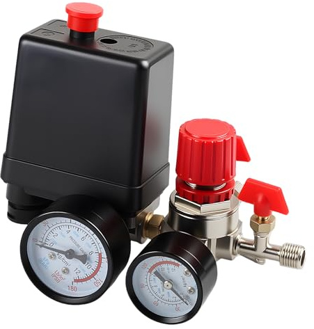 Compressore d'aria compressore, regolatore di pressione 220 V con 2 manometri, valvola di controllo e valvola di sicurezza, 90 – 120 PSI compressore d'aria compressore, ricambio