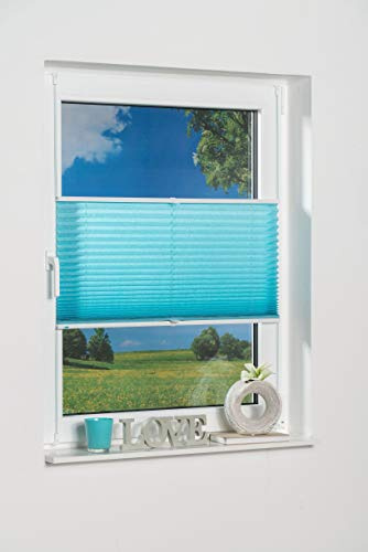 Khome Klemmfix-Plissee 115 x 130 cm (B x L) Iceblau Lichtschutz Moderne Crushed Optik