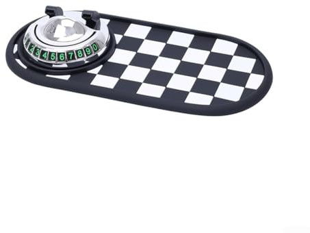 Springwillfly Dashboard Non Slip Mat with 360 Degree Rotating Phone Mount PVC Anti Slip Pad Temporary Parking Number Plate Car Interior(black white silver)