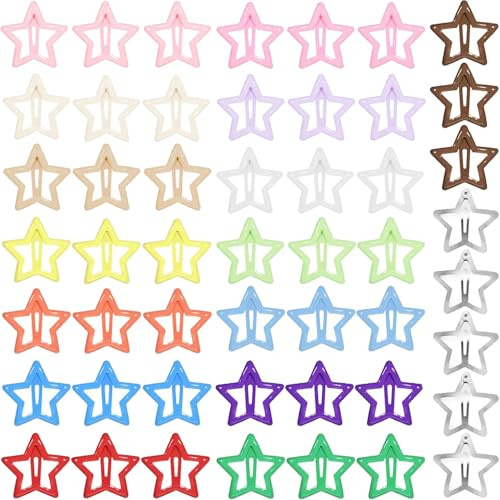 50 clips para el cabello con forma de estrella, pinzas metálicas coloridas y lindas de 3 cm, 16 colores para mujeres y niñas