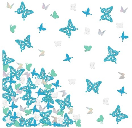 Ovanda 100 Stück Schmetterling Deko Konfetti, Papier Schmetterlinge Streudeko für Geburtstag, Tischdeko, Party, Hochzeit, Babyparty, Schmetterling Geburtstag Deko und Frühling Deko