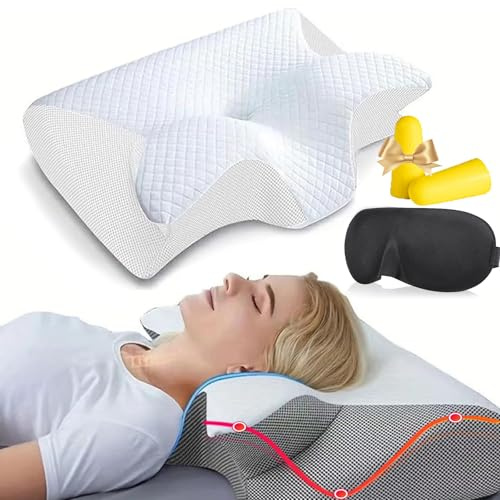 fjaldjfu Das Original Kissen – Schluss Mit Morgendlichen Schmerzen, 2026 Neu Dream Sleepz Kissen, Nacken Therapiekissens, Nackens Waschbarer Schlafprobleme Wirksam Verbessern (Weiß)