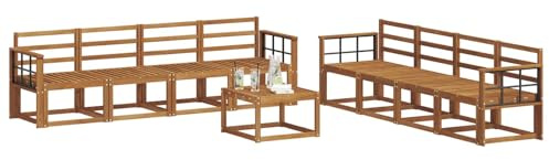 vidaXL Outdoor-Sofagarnitur 9 pcs Natur Massivholz Akazie, Akazienholz Garten Sofa Set, modernes Outdoor Lounge, stylische Terrassenmöbel, Bequeme Sitzgelegenheit für Treffen