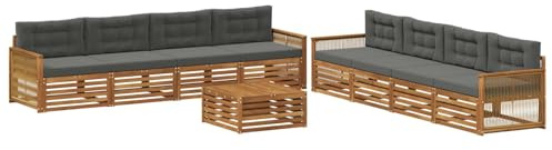 vidaXL Outdoor-Sofagarnitur mit Kissen 9 pcs Natur und Anthrazit, Garten Lounge Set, modernes Akazienholz Sofa, wetterfeste Möbel, Bequeme Terrassen Sitzgelegenheit
