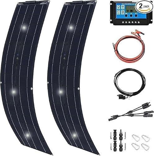 TPTAWF Kit de panneau solaire de 600 W, avec contrôleur de charge (40 A) 2 unités de kit de panneau solaire flexible monocristallin de 300 W photovoltaïque