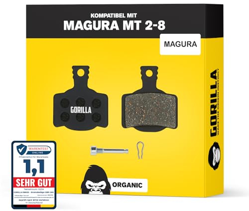 Performance Bremsbeläge für Magura MT2 MT4 MT6 MT8 MTS 7.C Bremsanlagen I Organisch I 1 Paar I Starke Bremskraft & langlebig I Gorilla Bikes Scheibenbremsbeläge für MTB & E-Bike