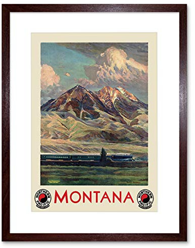 Wee Blue Coo TRAVEL TOURISM MONTANA STATE TRAIN MOUNTAIN USA FRAMED ART PRINT B12X7972