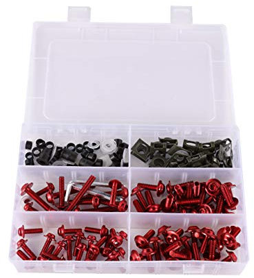Alamor 177Pcs Kit Viti per Bulloni Moto per Viti per Honda/Yamaha/Kawasaki/Suzuki - Rosso