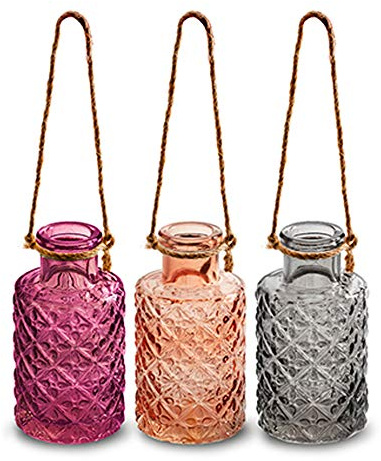 Kleine Vase Lois 3er Set, kleine Glasvase - Glasflasche, Tischdekoration, Glasvasen, Landhaus