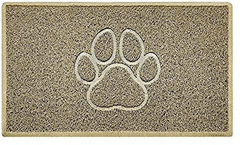 Nicoman Paw Embossed Shape Indoor Outdoor Dirt-Trapper Door Mat Washable Barrier Heavy Duty Doormat - (Watertight Rubber-Back, Medium, Beige, 75 x 44cm)