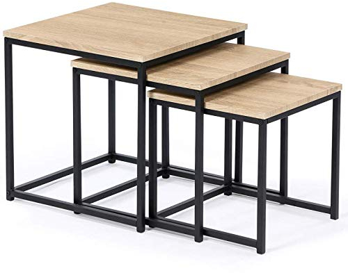IDMarket - Lot de 3 Tables Basses gigognes Detroit 35/40/45 Design Industriel