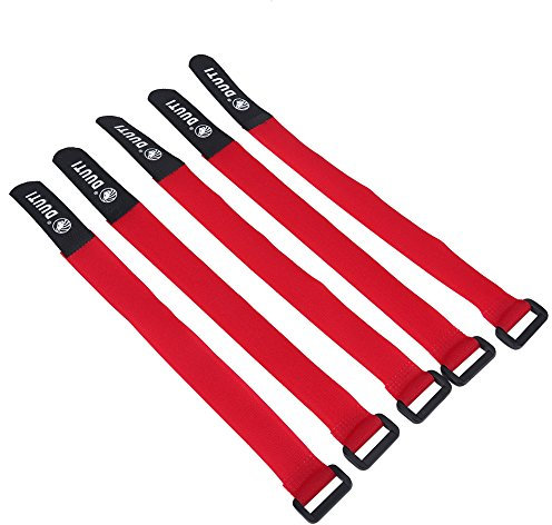 Bicycle Straps, 5 Pcs/Set Road Bike Pump Strap Band Reusable Multi Purpose Adjustable Hook and Loop Cable Ties Downs Fastening Securing Straps(Red)