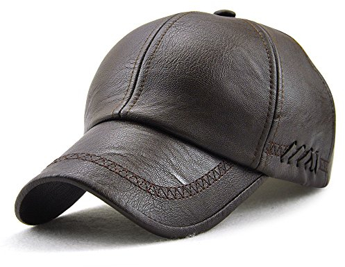 Ueither Herren PU Leder Baseballmütze Schirmmütze Kappe Herbst und Winter Baseballkappe Hut