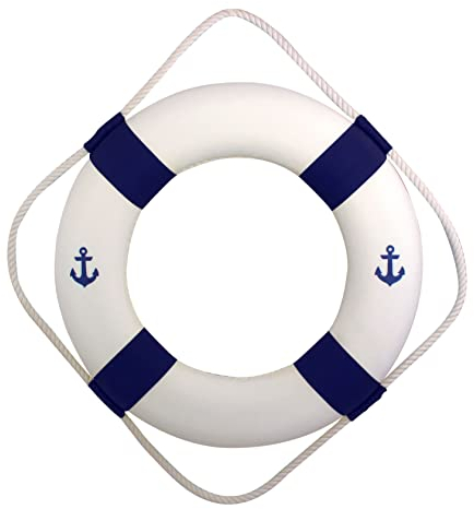 Sea-Club Rettungsring Maritime Deko Styropor/Stoff Ø=50cm blau/weiß