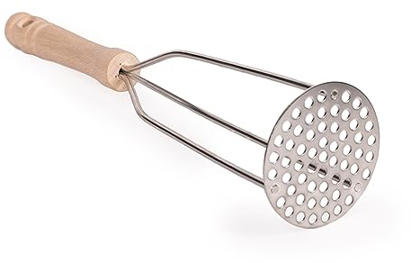 2x HOFMEISTER® Kartoffelstampfer, 31 cm, für Kartoffeln, Gemüse, Kartoffelklöße & Kartoffelpüree, mit Lochplatte aus Metall, robuster Kartoffelquetscher aus Europa, Griff aus EU Buchenholz
