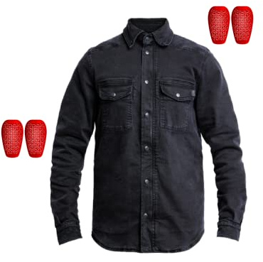 John Doe Men's Motoshirt Hemd, Schwarzer Denim, 4XL