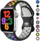 Upeak Sport Armband Kompatibel mit Apple Watch Armband 40mm 41mm 38mm 44mm 45mm 49mm 42mm 46mm, Atmungsaktiv Silikon Doppelloch Band für iWatch Ultra SE Series 10 9 8 7 6 5 4 3 2,L, Schwarz/Regenbogen