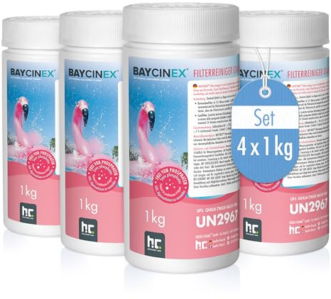 Höfer Chemie 4 x 1 kg BAYCINEX® Filterreiniger Granulat zur Entkalkung von | Pool Filtermaterialen
