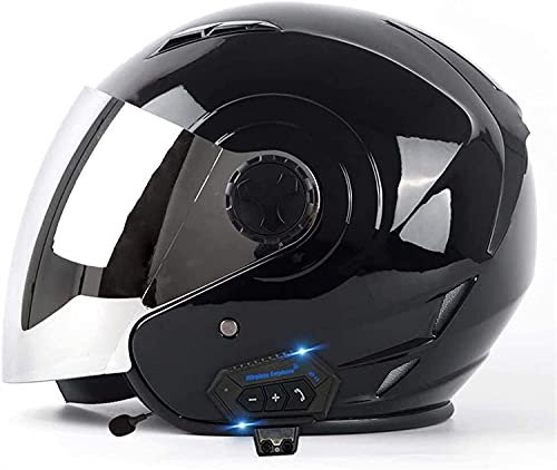 Casques de Moto Jet, Demi-Casque de Moto Bluetooth avec Pare-Soleil - ECE 22-05 approuvé Scooter Chopper Skateboard Cyclisme Jeunes Hommes Femmes Casque C,S