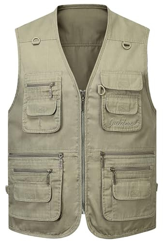 G&F Uomini Multi-Tasca Gilet da Pesca Multifunzione Gilet per Fotografia Reporter Panciotto (Color : Khaki, Size : 9XL)