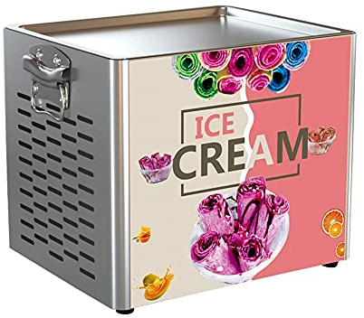 Maryaz Commercial Fried Ice Cream Roll Machine, Automatic Ice Cream Maker, Frozen Pan Roller with 2 Ice Cream Shovels