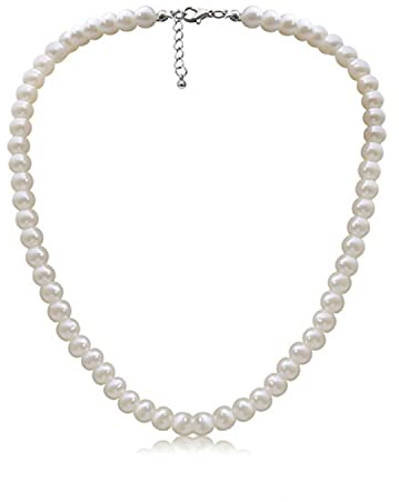 Imitation Pearl Necklace for Women | Vintage Beaded Pearl Choker for Everyday Wear, Fancy Dress, Wedding Brides Jewellery, Costume Jewellery, one size (DV0123)