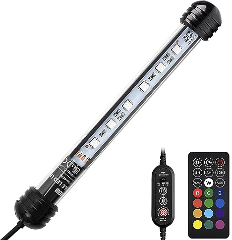 NICREW Aquarium LED Beleuchtung, IP 68 Wasserdicht Aquarium Lampe mit Timer, 5 Helligkeitsstufen Dimmbar Unterwasserbeleuchtung für Fisch Tank Pflanze