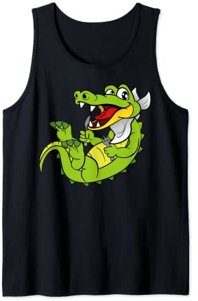 Crocodile Alligator Knife Fork Animal Funny Tank Top
