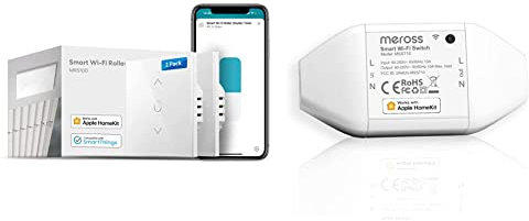 Meross Interrupteur Volet Roulant (FIL NEUTRE REQUIS), Lot de 2 Interrupteurs Rideau & Interrupteur Connecté, Interrupteur WiFi Intelligent Compatible avec HomeKit, Siri, Alexa et Google Home