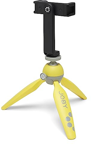JOBY HandyPod 2 Kit, Table Top Tripod with GripTight 360 Phone Mount and Pin Joint Mount, Phone Tripod for Smartphones, Action Cam and Mirrorless Cameras or Devices up to 1.0Kg (2.2lbs), Yellow