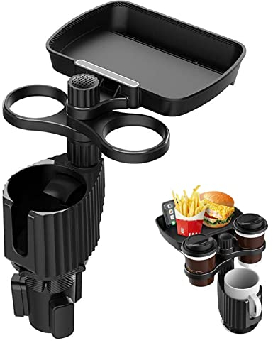 komsoup Auto Getränkehalter Mit Becherhalter-Tablett, 3 In 1 Auto Becherhalter Adapter, Flaschenhalter Handyhalterung Auto Tisch Cup Holder, Auto-Getränkehalter-Ablage