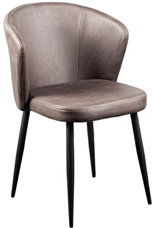 Mevsim Store Esszimmerstuhl Anthrazit - Mikrofaser - Ergonomisch - Schwarze Stahlbeine - Design Lounge Chair - Lounge Chair mit Rückenlehne - Esszimmer- und Bürostuhl