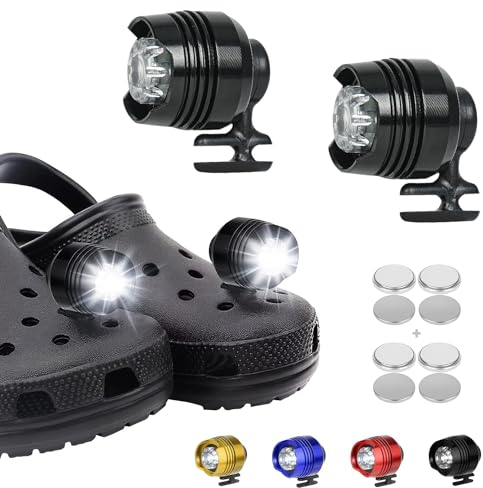 Headlights for Shoes 2 PCS, Shoe Charm Headlights with 3 Lighting Modes, Headlights for Shoes Lasting 145 Hours, IPX5 Waterproof Shoe Charm Decoration Lights for Camping, Dog Walking, Hiking