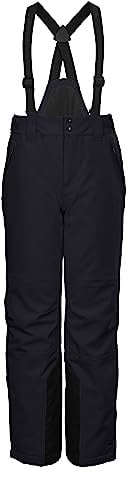 killtec Jungen Funktionshose/Skihose mit abzippbarem Latz, Schneefang und Kantenschutz KSW 79 BYS SKI PNTS, schwarz blau, 140, 37310-000