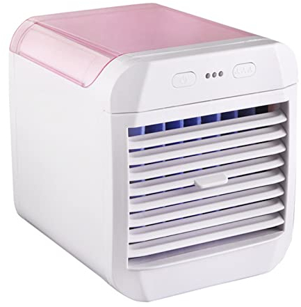 Tnfeeon Ventilateur de Climatiseur Portable, Mini Climatiseur 3 Vitesses, Refroidisseur d'air Personnel avec Humidificateur pour Chambre, Bureau, Bureau, Camping (Rose)