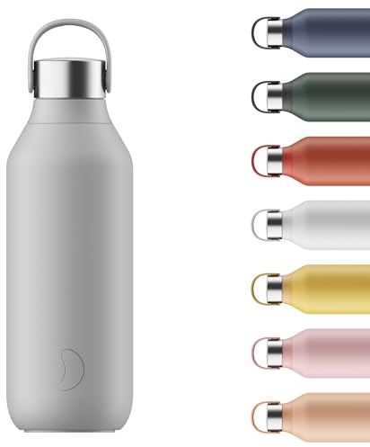 Chilly's Series 2 Gourde - Bouteilles isothermes en Acier INOX avec Double paroi, col Souple et poignée de Transport - Granite Grey, 500ml