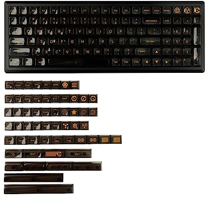 155 Crystal Backlit Keycaps Black Virtual War MDA Profile Shine Through PC for MX Mechanical Keyboard 96 87 84 80 75 68 64 Split