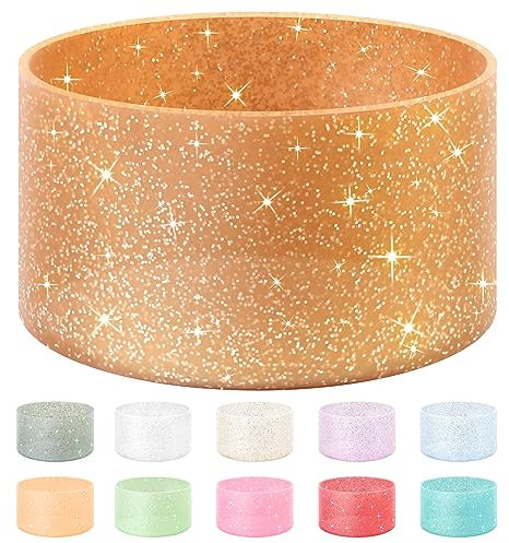 Vmini Protective Glitter Silicone Boot, Compatible with Stanley Tumbler 20-40oz & Hydro Flask Water Bottle 12-24oz and More Bottles/Tumblers with 2.8-2.95in Bottom, Bling Anti-Slip Sleeve Cover