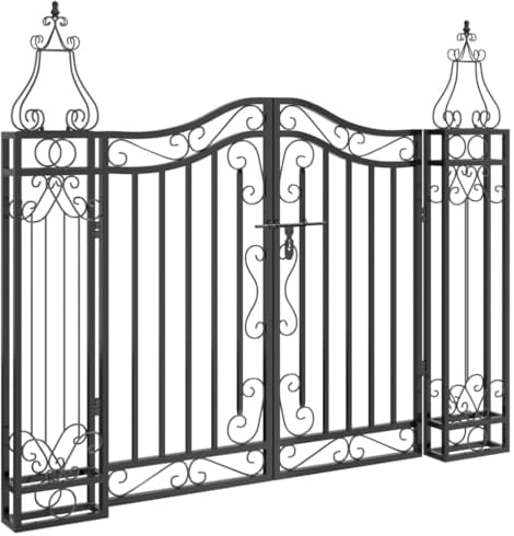 vidaXL Puerta de jardín de Hierro Forjado Negro 121x8x100 cm