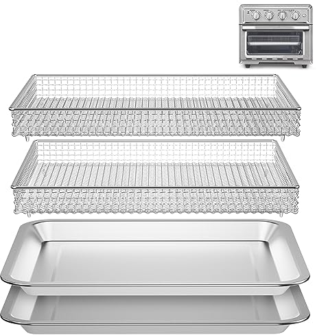 Stainless Steel Baking Tray Pan and Air Fryer Basket Compatible with Cuisinart Airfryer TOA-060 and TOA-065 (With Cuisinart Airfryer models TOA-060 and TOA-065)