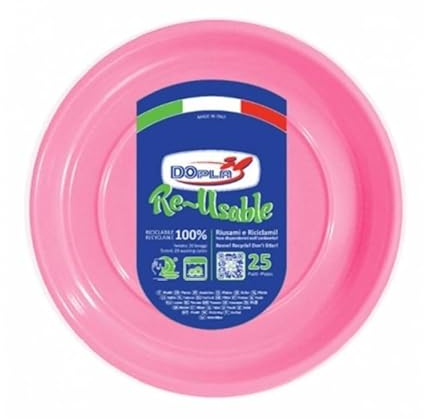 TEKHOME Piatti Plastica fondi,25/50/75/100/125/150 Pezzi piatti plastica colorati lavabili e riutilizzabili Rotondi per Compleanno,Festa, Matrimonio,Fai da Te Fatti a Mano (25, ROSA)