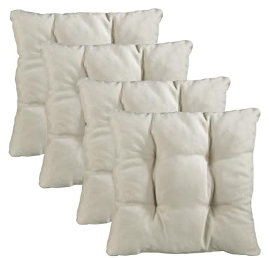 Traumnacht Stuhlkissen Cozy 4er Set, Bequeme Sitzkissen für Gartenstuhl, Küche oder Esszimmer, Indoor u. Outdoor, 38 x 38 x 6 cm, beige