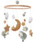 Mobile Baby Holz Schaf Mobile Baby Babybett Windspiel, Wolken Mond Stern Baby Mobile für bett, Baby Spielzeug Geschenk für mädchen oder Jungen (Grau)