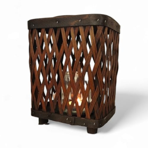 FTWDesign Laterne Bambus Deko mit Kerzenglas